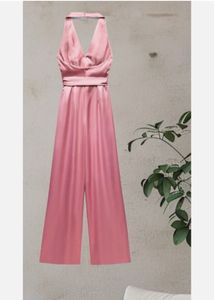Zara Satin Backless Jumpsuit