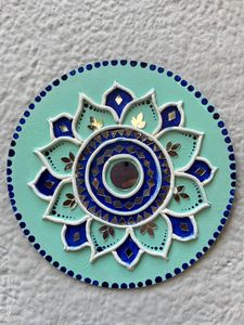 Cyan blue Floral Plate