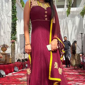 Elegant Maroon Anarkali Suit