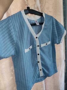 Cute Blue Knit Cardigan