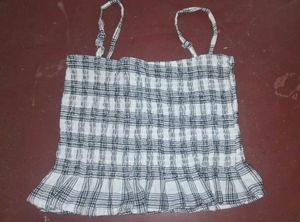 Plaid Ruffled Cropped Tank Top