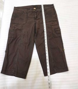 Brown Cargo Capri Pants