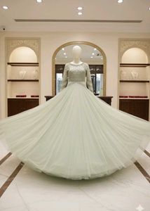 Designer Pastel Heavy Full Flare Net Gown