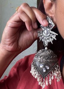 Oxidised Oversized Jhumkas