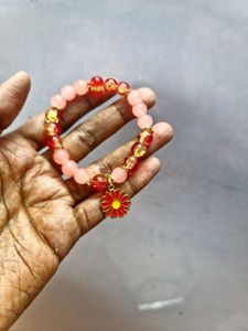 Beads Bracelet With Flower Charm