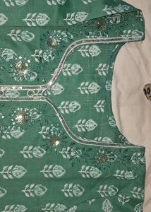 Green Straight Daily Wear Kurti Set