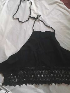Black Backless Semicrochet Top