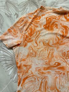 Orange Abstract Print Top
