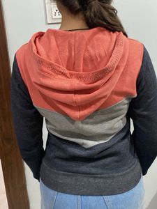 Color Block Zip-Up Hoodie