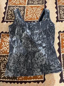 Gray Velvet Tank Top