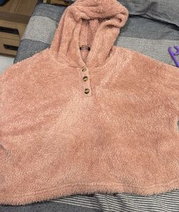 Pink Fuzzy Cropped Hoodie