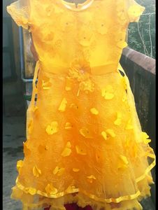 Yellow Net  Girl's Dress