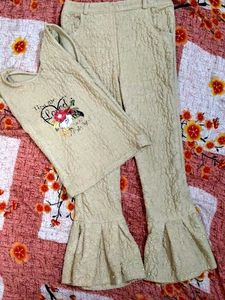 Ivory Top and Bell Bottom Pants Set