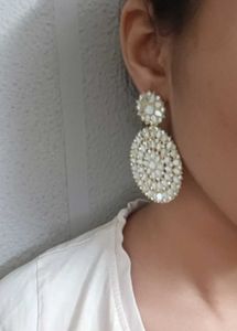 White Decent Earrings.