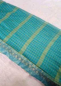 Saree Sky Blue And Light Green 💚 Set Of -2