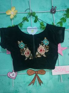 Embroidered Velvet Blouse