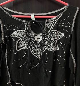 Y2K Black Long Sleeve Top