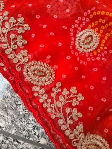 Red Embroidered Dupatta