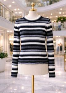 Striped Knit Pullover Sweater