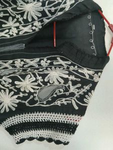 Black Kashmiri threadwork kurta