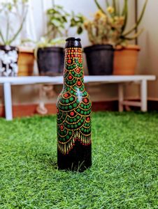 Handpainted Dot Mandala Art On Glass Bottle