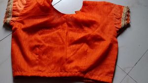 Orange Readymade Saree Blouse