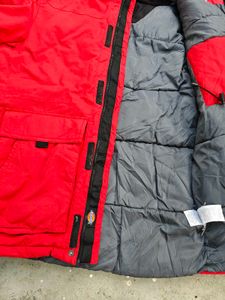 DICKIES RED HODDED PUFFER JACKETS