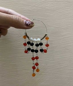 Beaded Dangle Hoop Earrings