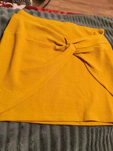 Mustard Knot Mini Skirt