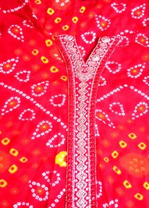 New Red Kurta Set With Free Sare