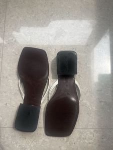 Zara White Thong Heel Sandals