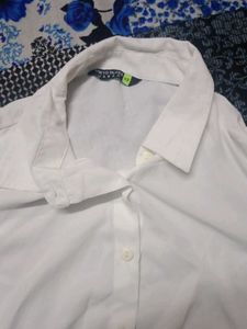 White Puff Sleeve Button-Up Top