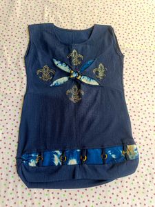 Blue Embellished Sleeveless Top