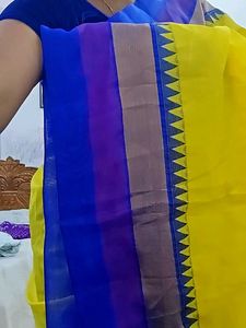 Elegant Yellow &amp; Blue Saree