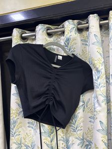 Black Ruched Crop Top