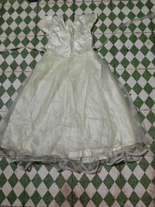 Elegant Silver &amp; Cream Ethnic Gown