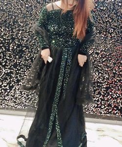 Green Sequence Princess Gown