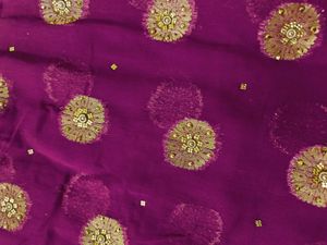 Magenta Saree And Blouse with Gold Embroidery
