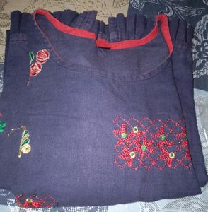Beautiful Embroidered Navy Blue Kurti Flawless