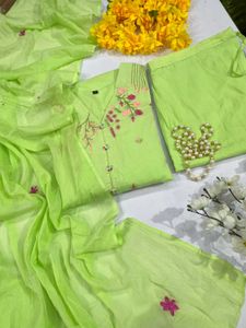 Green Pure Mal Cotton Suit Set