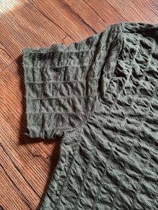 Olive Green Textured Crop Top