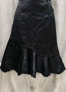 6177. Black Lace Trim Skirt