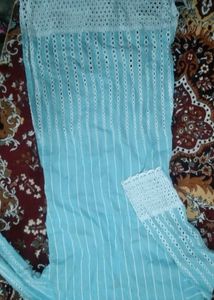 Aqua Schiffli Embroidered Kurta