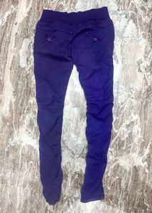 Purple Ruched Detail Pants