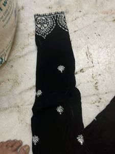 Black Velvet Embroidered Kurti