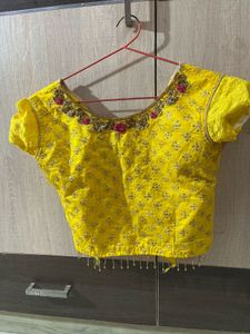 Yellow Embroidered Designer Blouse