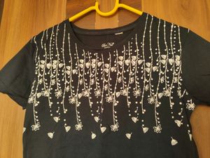 Navy Blue Printed Tshirt (Women)