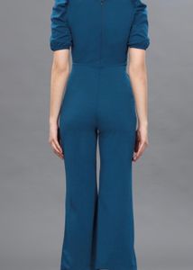 Front Cut Blue Jumpsuit