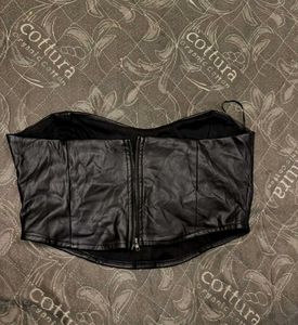 Black Faux Leather Tube Top