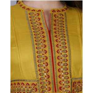 Kalini Yello Embroidery Kurti♥️
